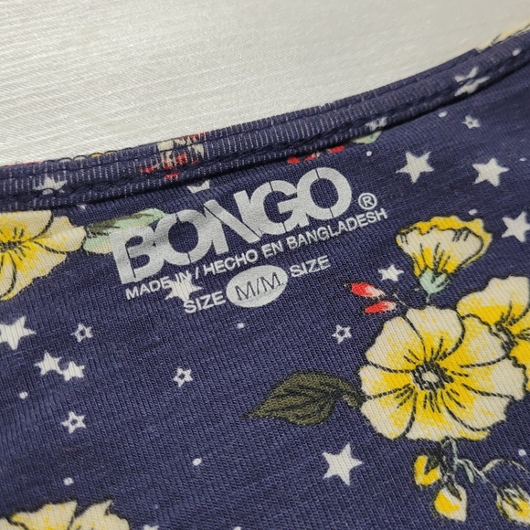 Juniors' Ruched Flutter Top - Navy Floral by Bongo, Available in Multiple Sizes - Picture 7 of 8